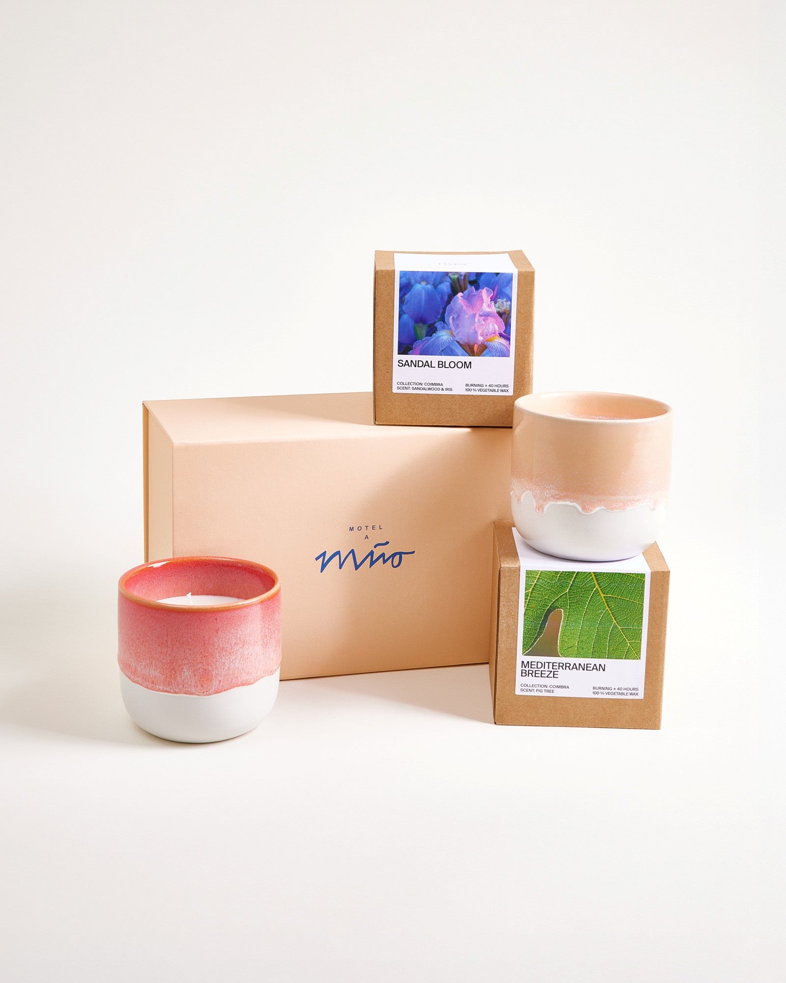 COIMBRA - GIFT SET SCENTED CANDLE APRICOT PINK 3 PIECES