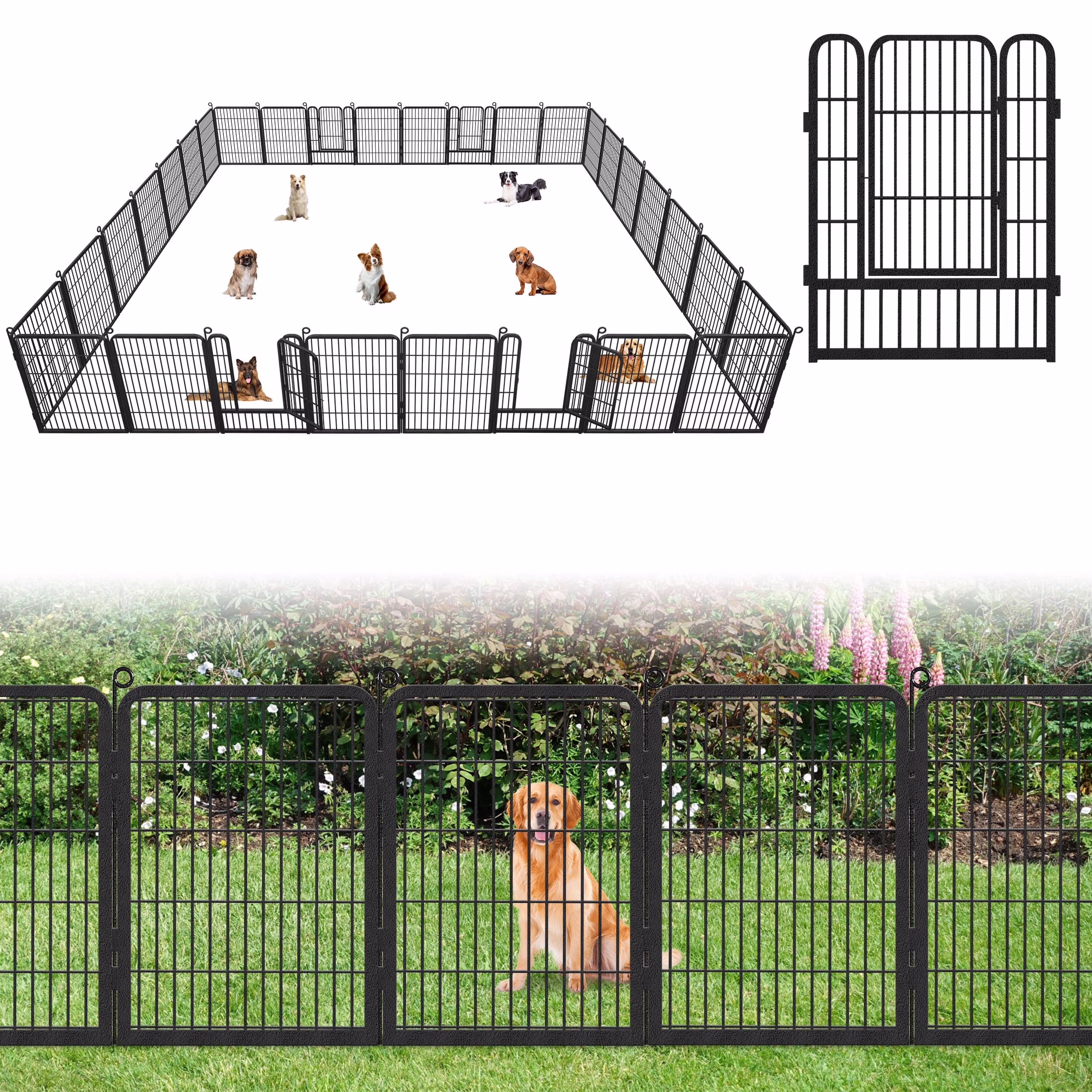 Garden Fence with Gate Fencing No Dig Fence Panels 30ft(L)32in(H) for Yard Animal Barrier Decorative Garden Fencing for Backyard Patio Garden Fences and Borders for Dogs