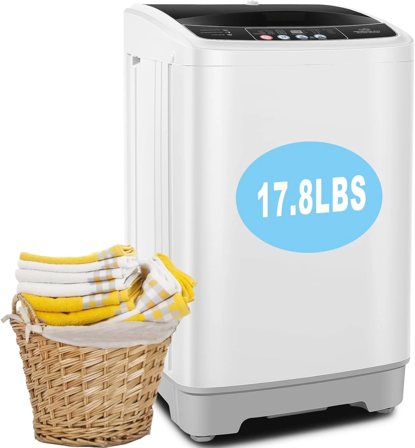 Laveuse portable Nictemaw de 9 kg (20 lb), laveuse et sécheuse combinées de 79 litres (2,8 pi³) avec pompe de vidange, 10 programmes et 8 niveaux d'eau, laveuse compacte pour la maison, l'appartement, le VR et les dortoirs.