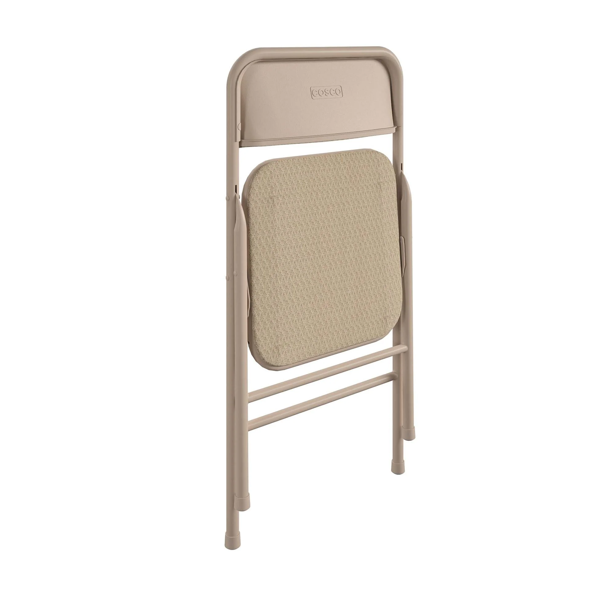 COSCO 5 - Piece Folding Dining Set with Card Table and 4 Fabric Padded Chairs, Tan