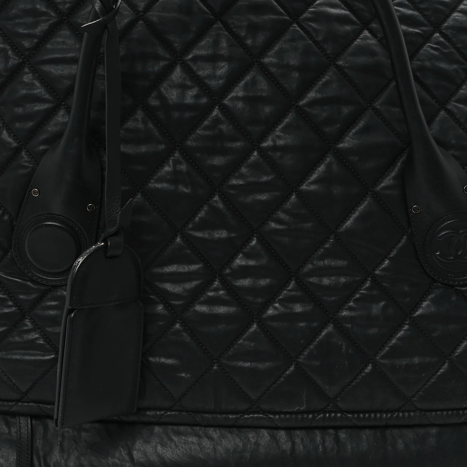 Coated Canvas Quilted Large Garment Travel Bag Black