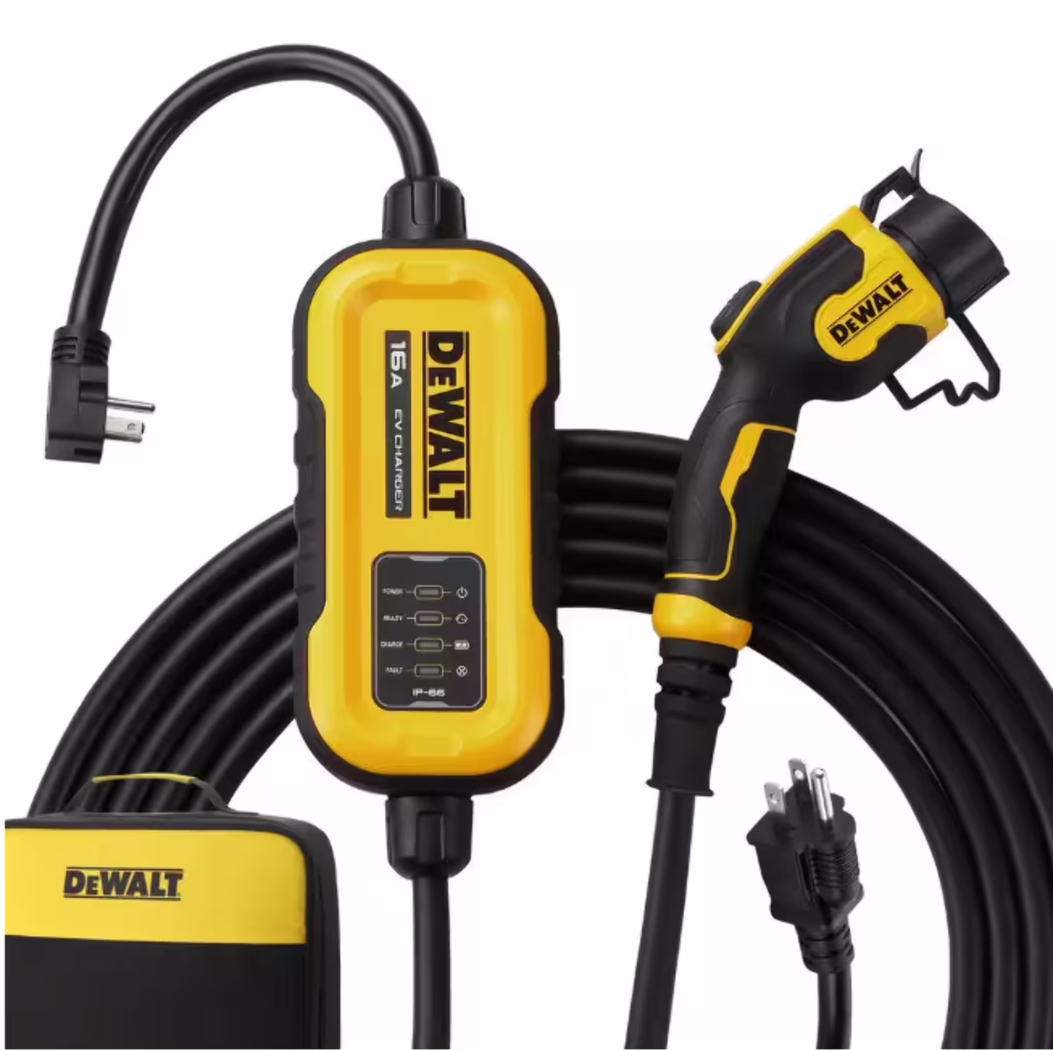 DEWALT Level - 2 Portable Electric Vehicle EV Charger up to 16 Amps, 120 - 240 - Volt AC 3.8 KW, 25 Ft. Cable, Weatherproof