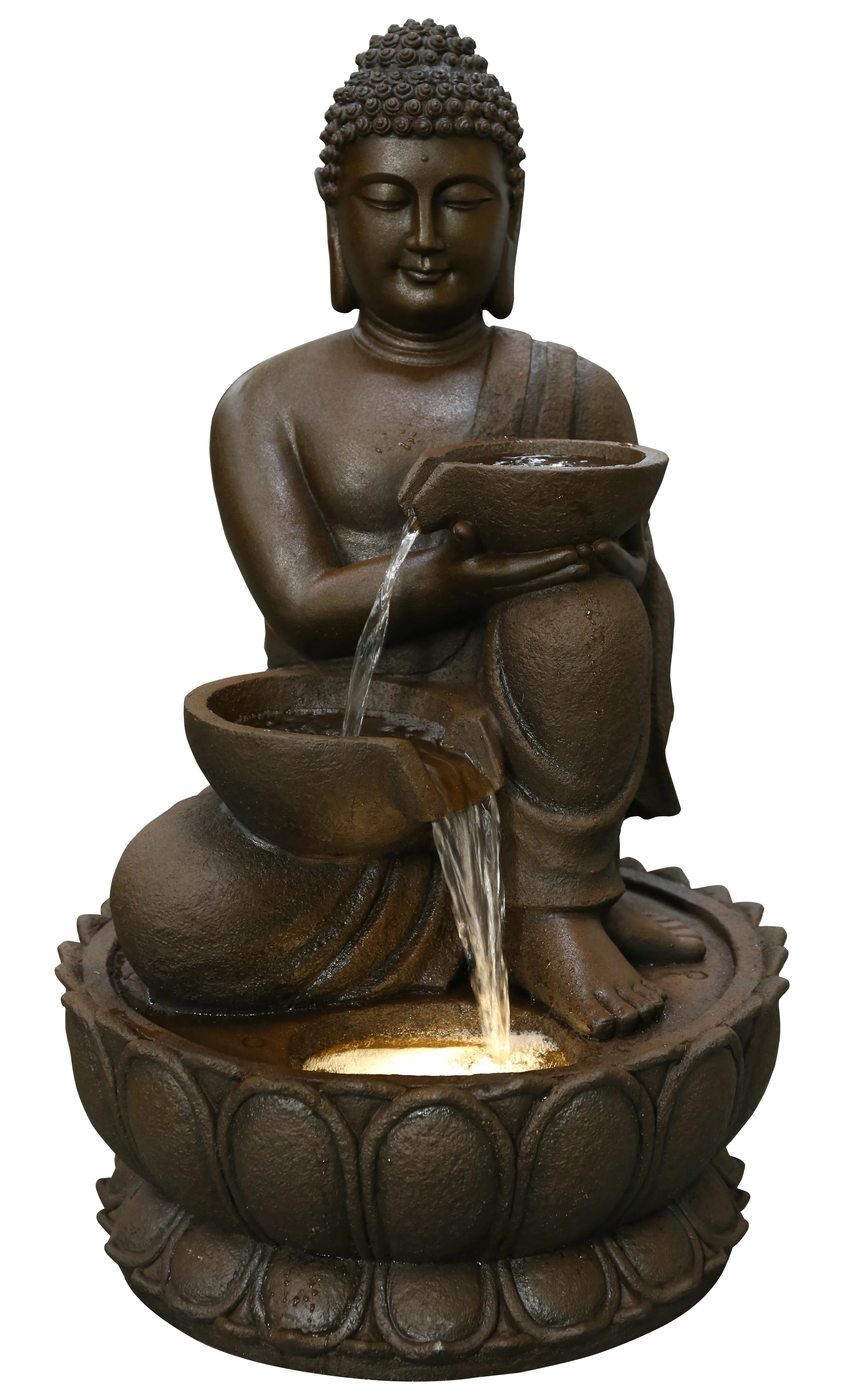 Large Buddha Fountain with Warm White LED Image 2