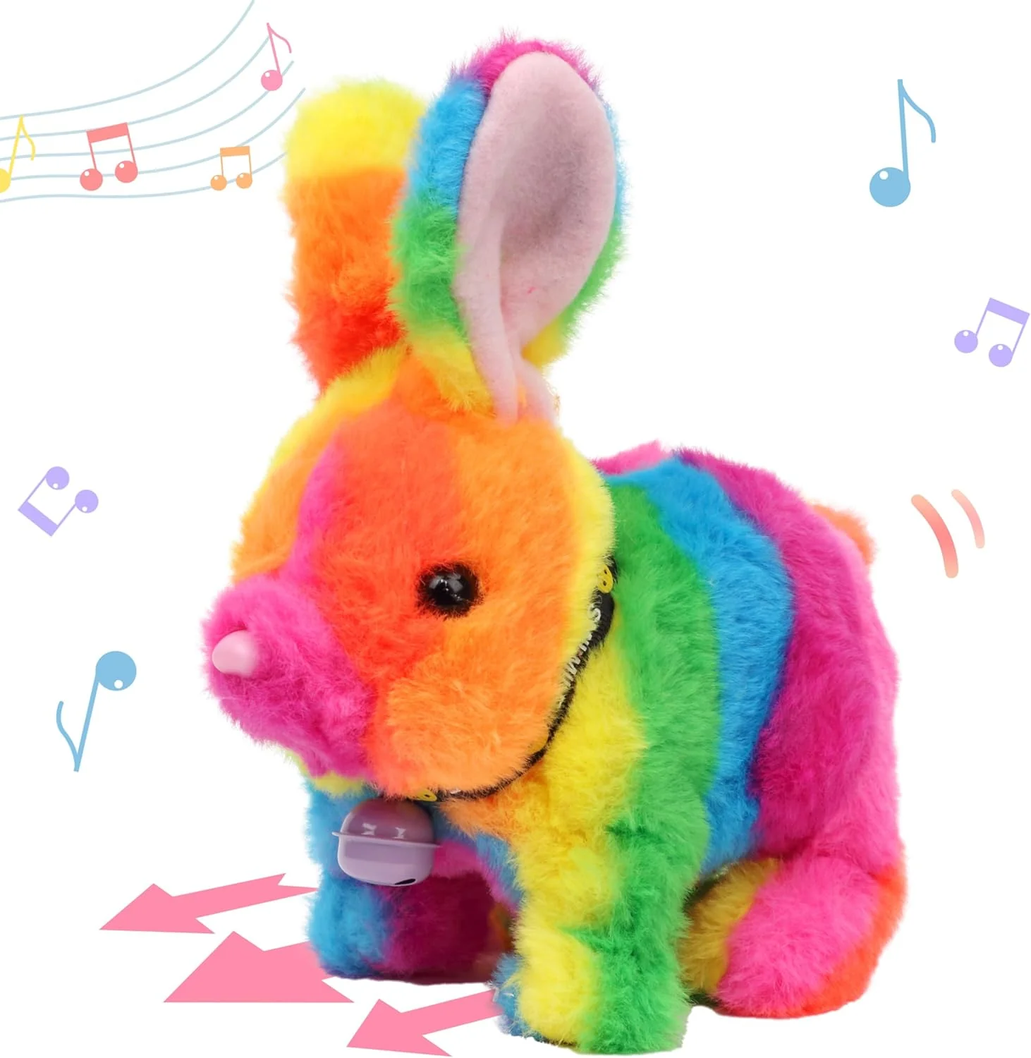 Interactive Hopping Rabbit Electronic Plush Bunny Toy with Sounds and Movements, 7'' Brown