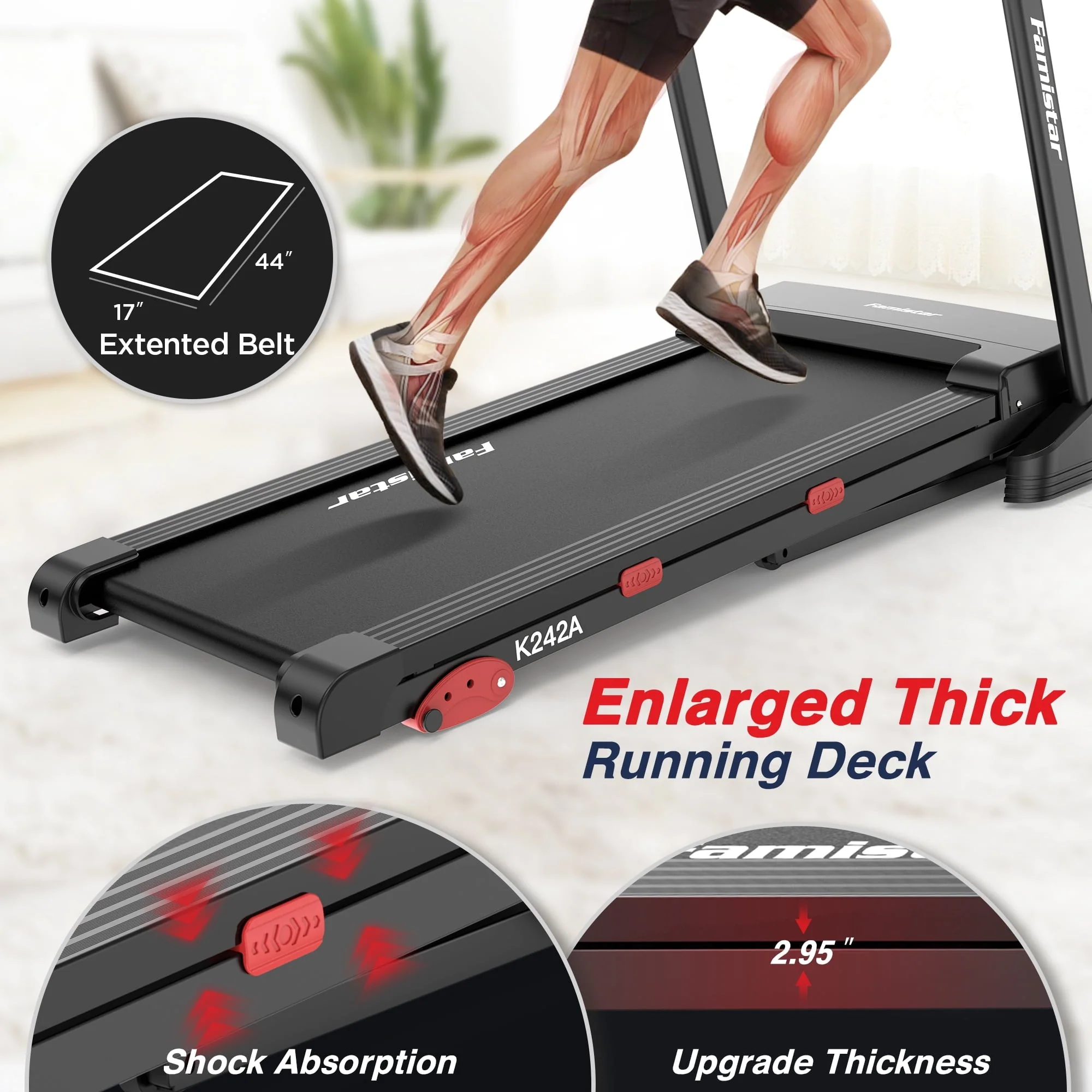 Folding Treadmill Clearance for Home with Adjustable Incline, Smart APP, 8MPH Speed, 250lbs, HiFi Bluetooth Speakers, 15 Programs 3 Modes, 3 0HP Foldable Compact Treadmill Walking Running Machine Image 9