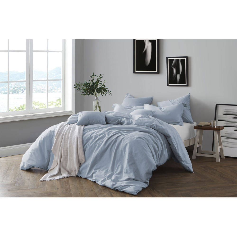 Swift Home Cotton Yarn Dye Chambray Duvet Cover Set, Blue, Full/Queen