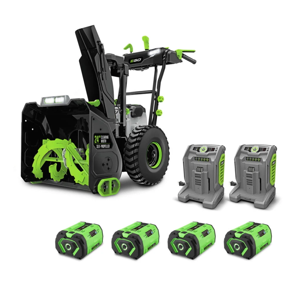 Power+ Snow Blower 24" Self Propelled 2 Stage With Four 10 Ah Batteries