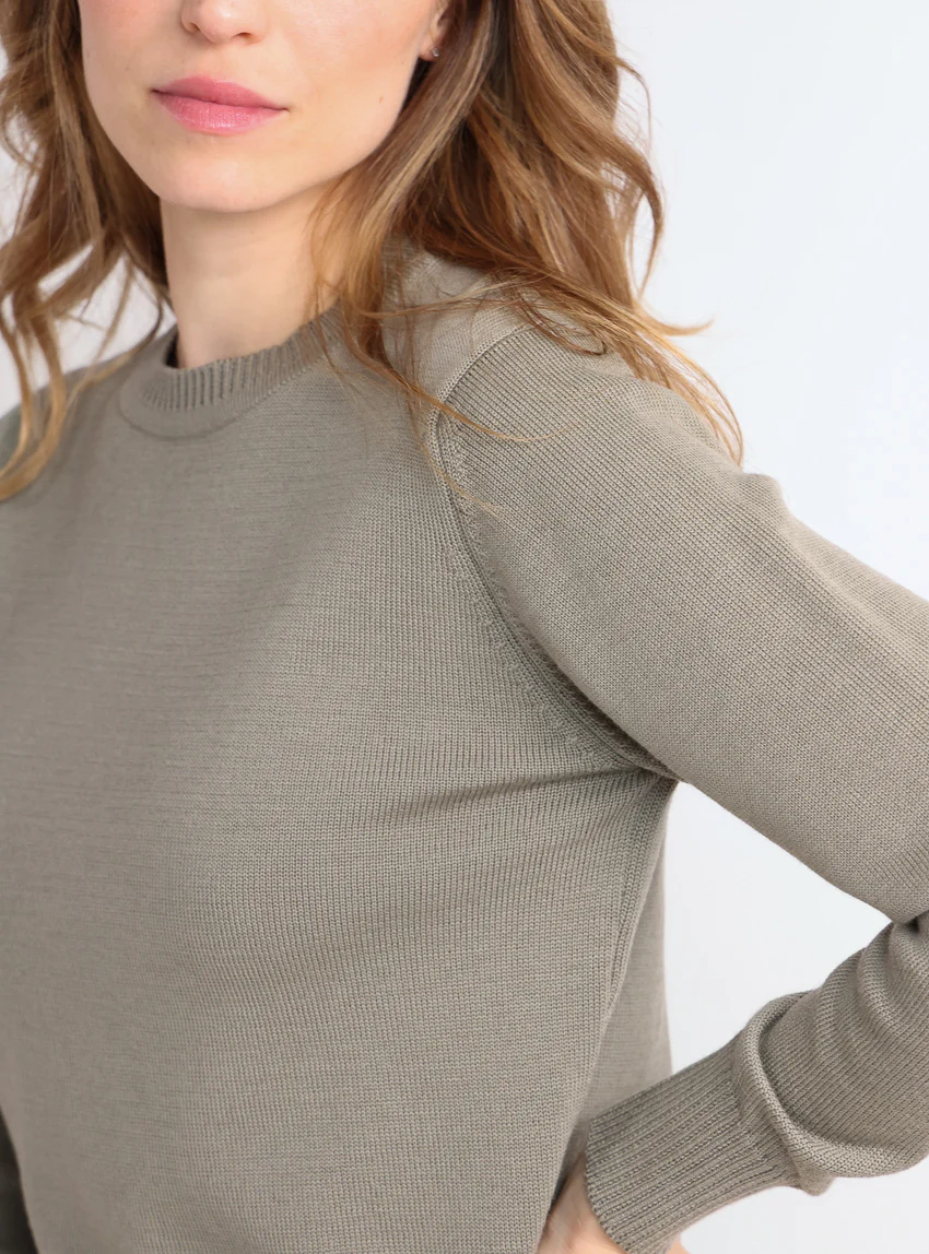 Pull épais femme en laine Vert Olive