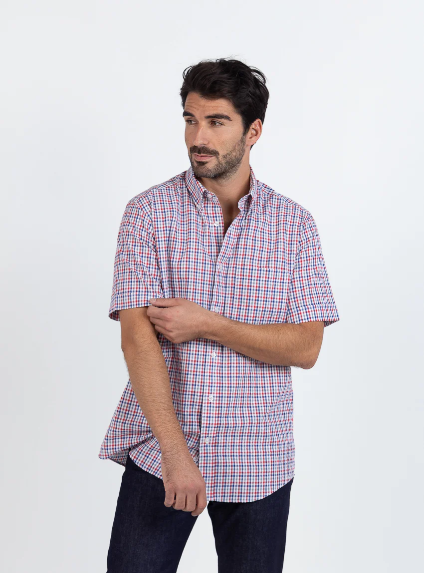 Chemise homme coton rouge doux