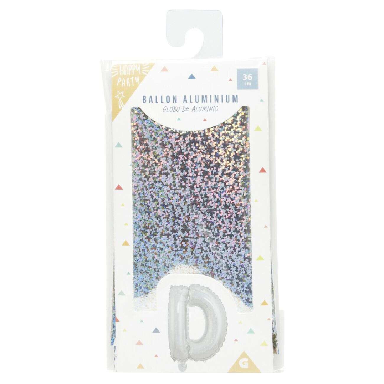 Ballon forme lettre D aluminium (2 modèles doré ou argenté)