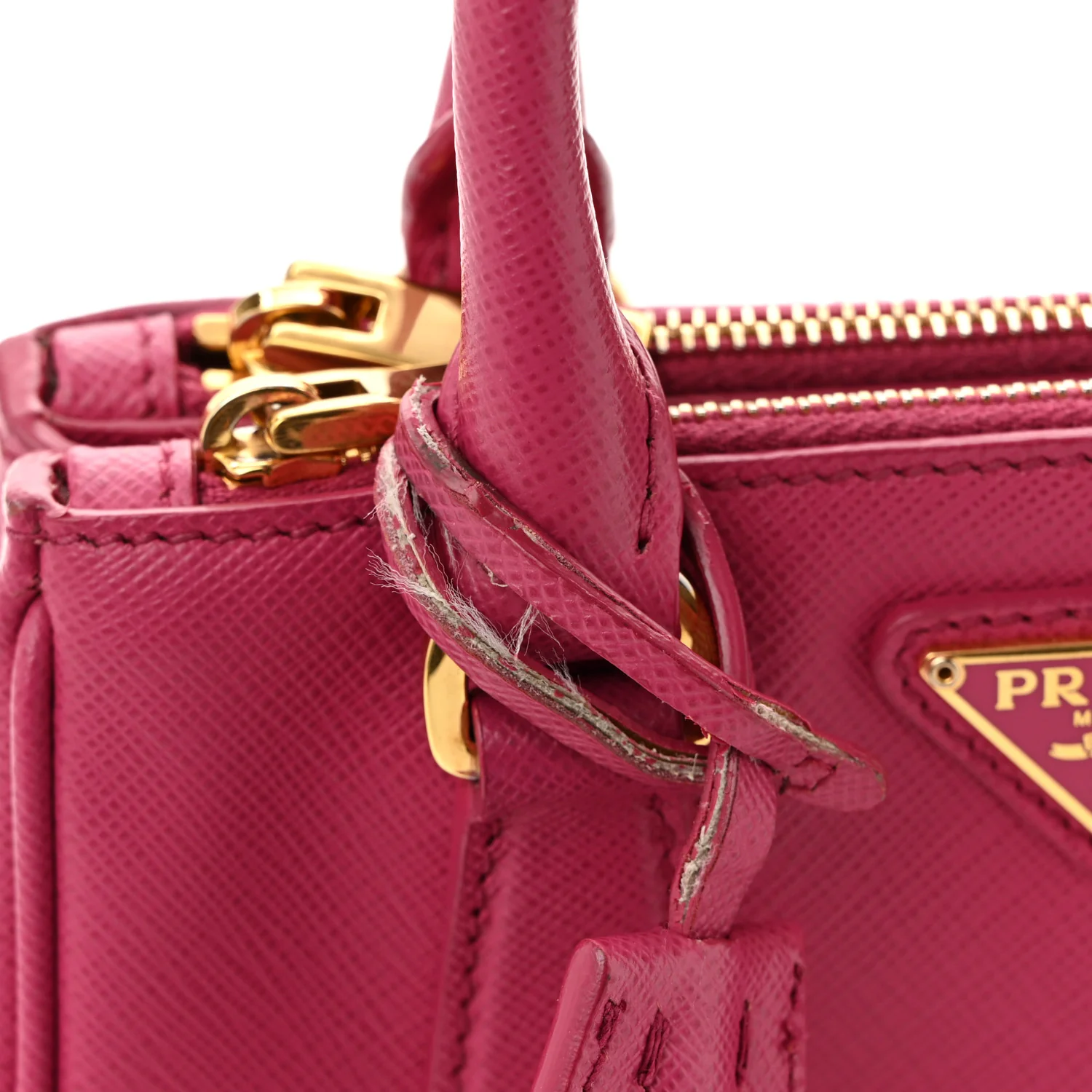 Saffiano Lux Micro Galleria Double Zip Tote Fuxia
