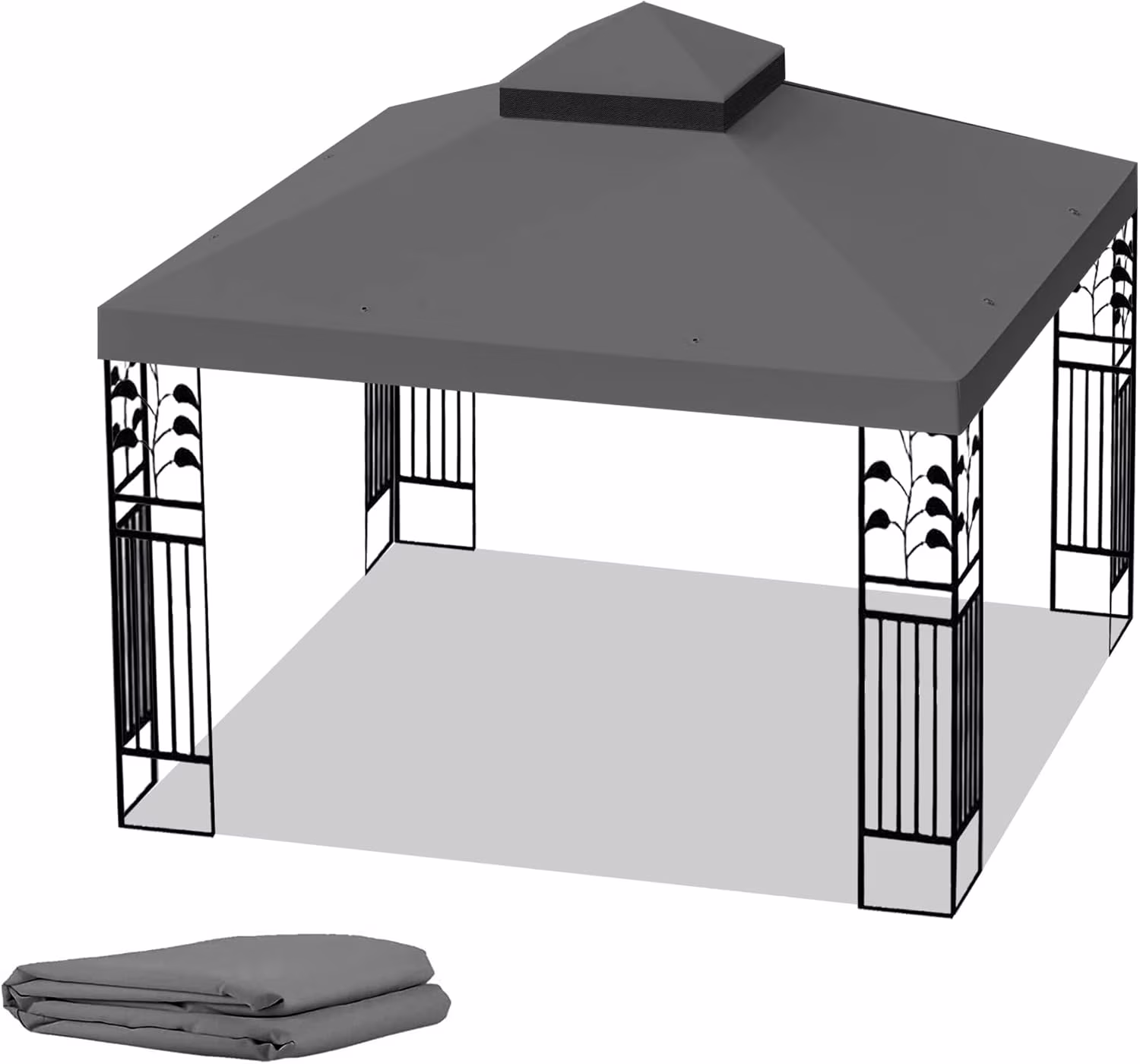 10x10 Ft Gazebo Canopy Replacement Cover, Double Tiered Gazebo Replacement Top (Coffee)(Coffee) - Image 3