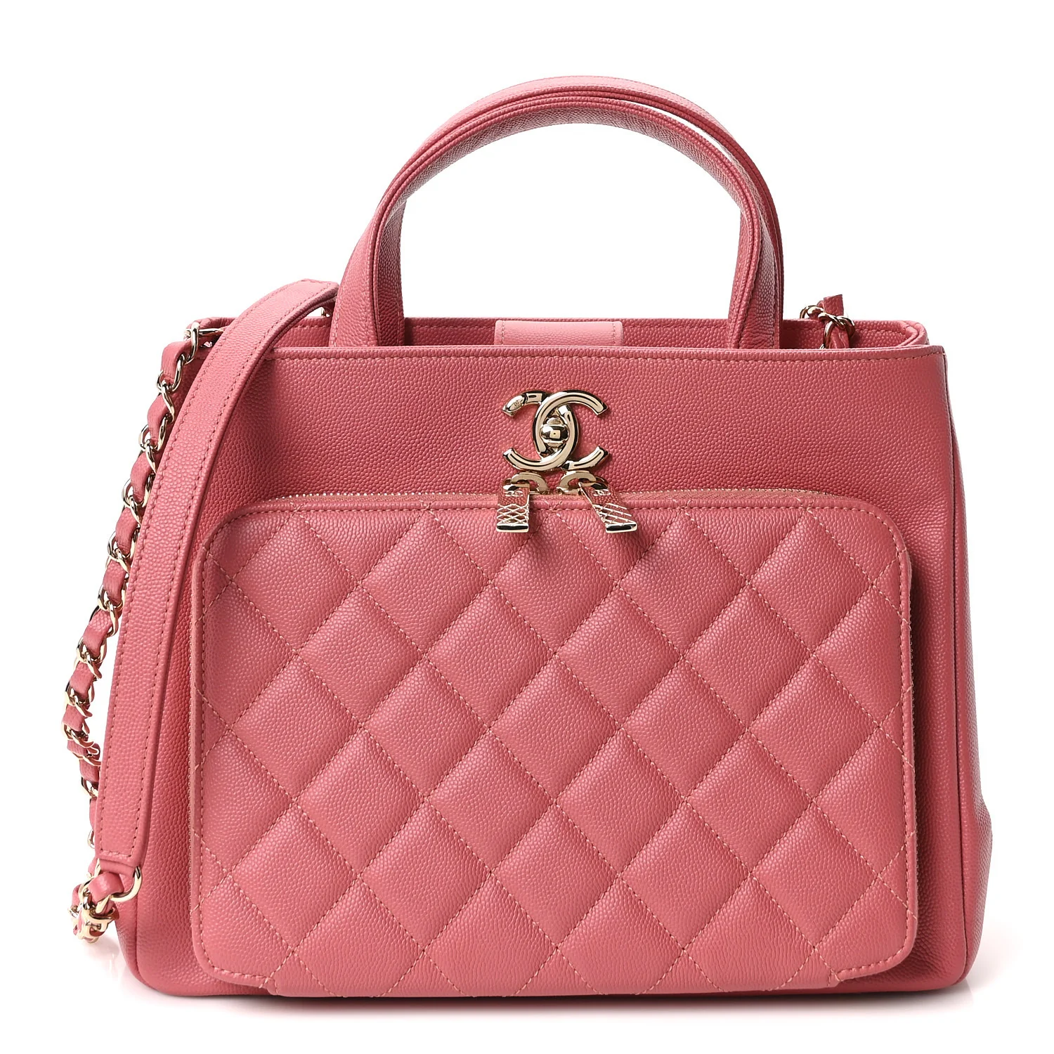 Caviar Quilted Small Business Affinity Shopping Bag Pink