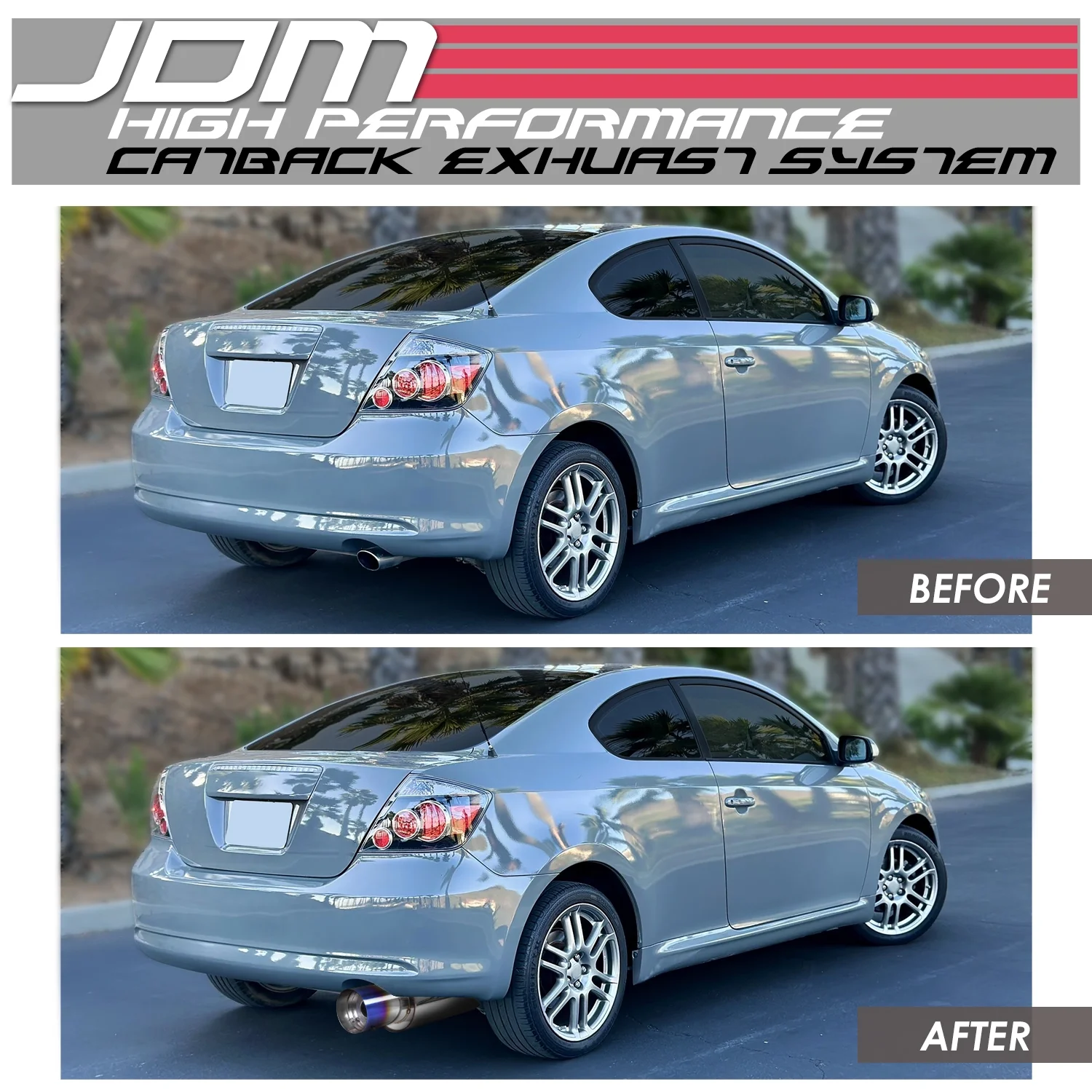 For 05-10 Scion tC 2.4L Performance Cat-Back Exhaust System w/4" Titanium Style Muffler Tip - Image 4