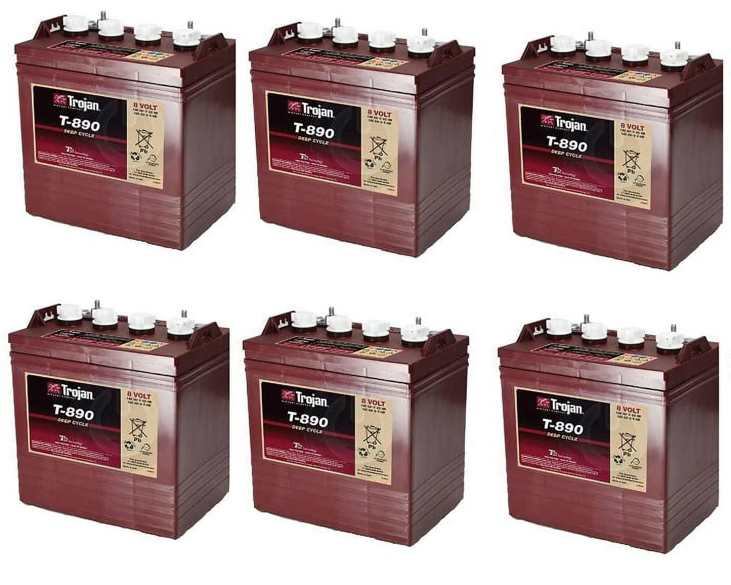 Trojan T - 890 Deep Cycle 8V Battery X6