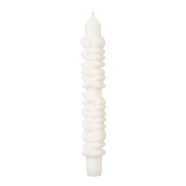 3D kronelys 23 cm MERRY XMAS hvit