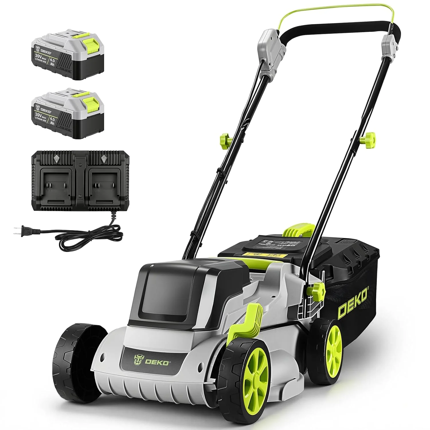 20V Cordless Lawn Mower: DEKOPRO 13 Inch Battery Powered Walk Behind Lawn Mowers with 2 x 4.0Ah Batteries & Charger, Electric Lawn Mower with 5-Position Height Adjustable for Garden, Yard and Patio