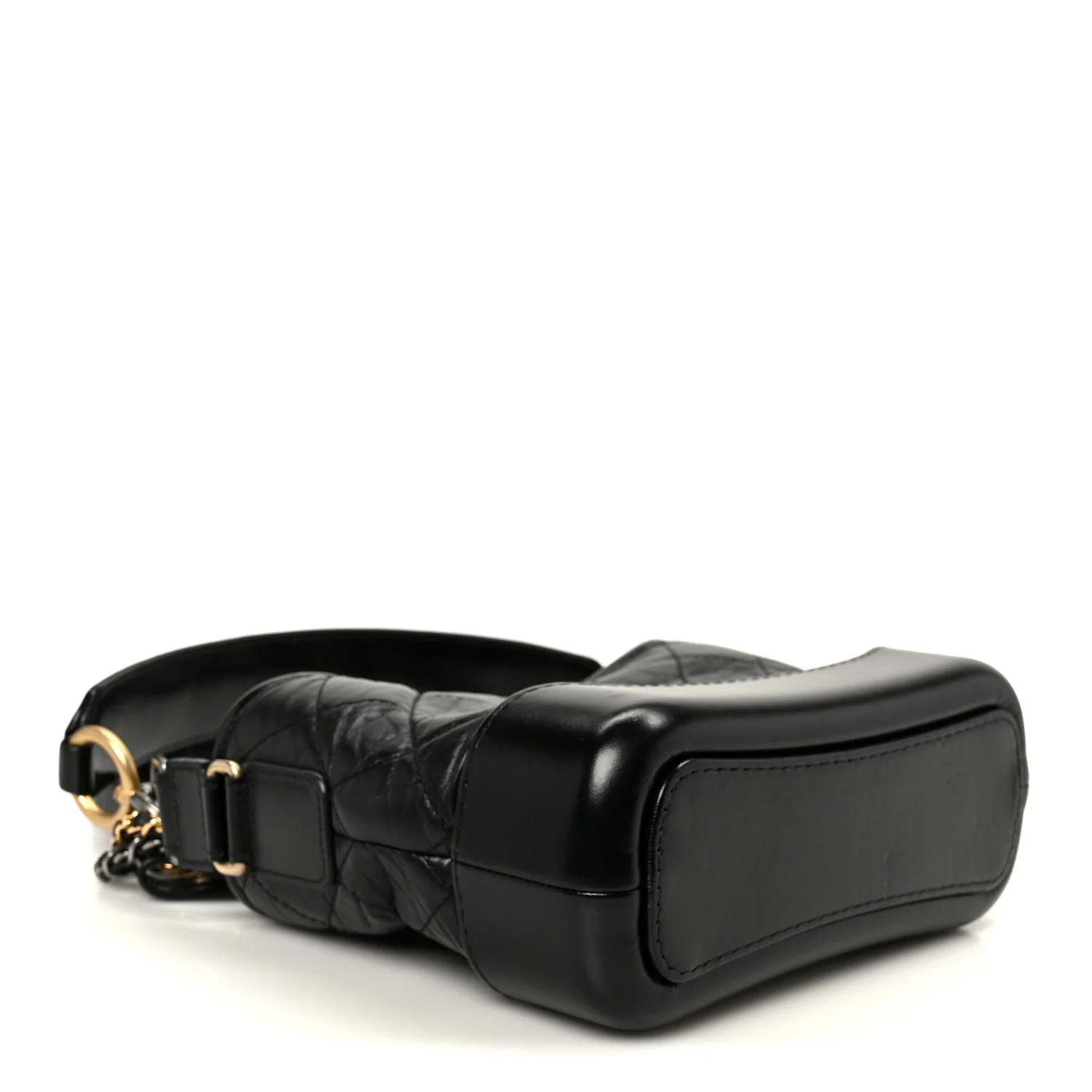 Aged Calfskin Quilted Small Gabrielle Logo Hobo Black