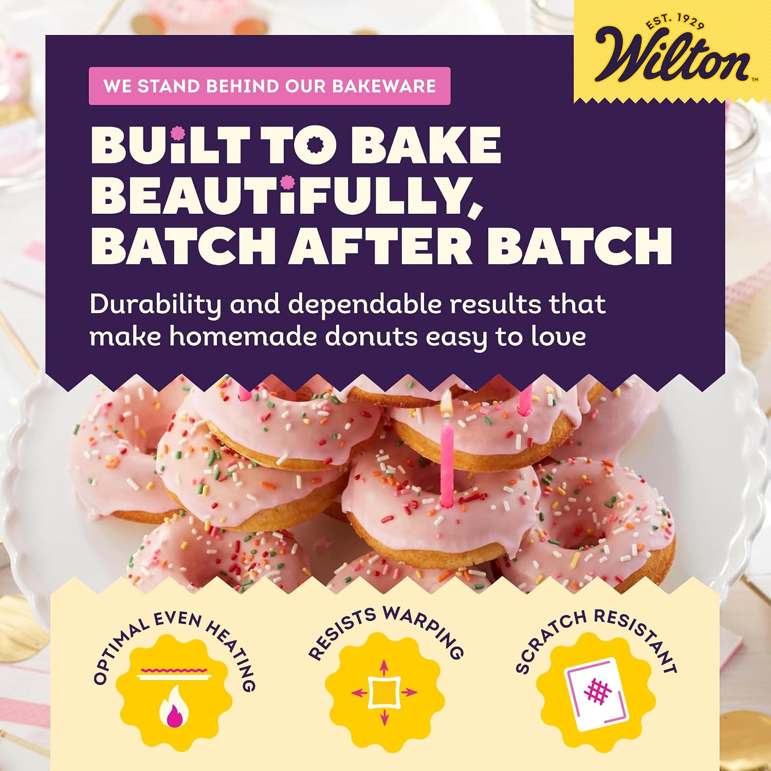 Wilton Gold Non-Stick Donut Pan Set, Made Without PFAS, 2-Piece