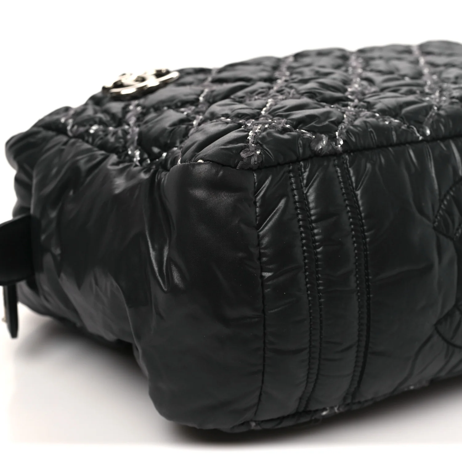 Nylon Quilted Tweed Stitch Bubble Camera Case Black