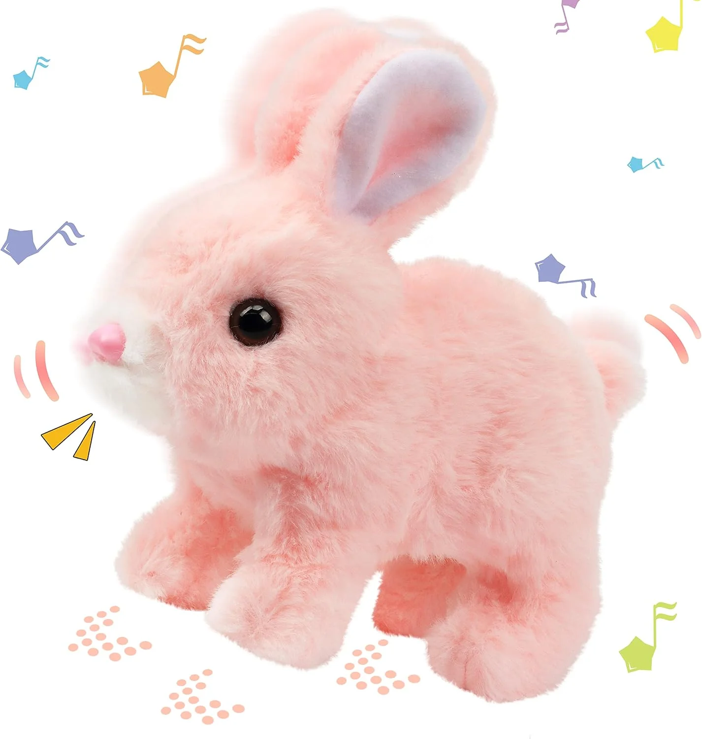 Interactive Hopping Rabbit Electronic Plush Bunny Toy with Sounds and Movements, 7'' Brown