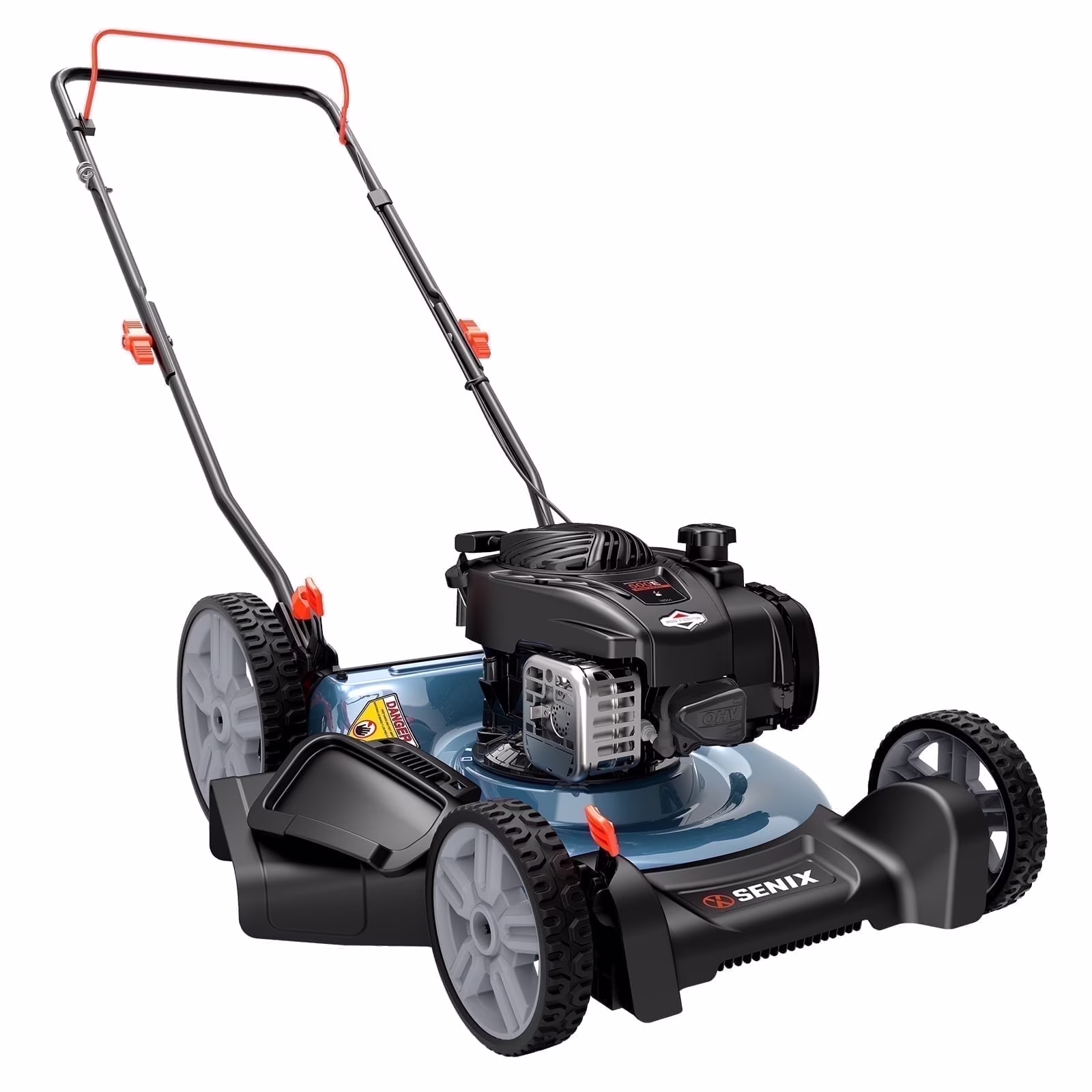 Gas Lawn Mower 21in Cutting Blade 22in Cutting Deck, 140cc 4-Cycle Made in USA Engine, 3-In-1, 6-Height Adjustment, 11" Rear Wheels, LSPG-M7(Mulch) - Image 3