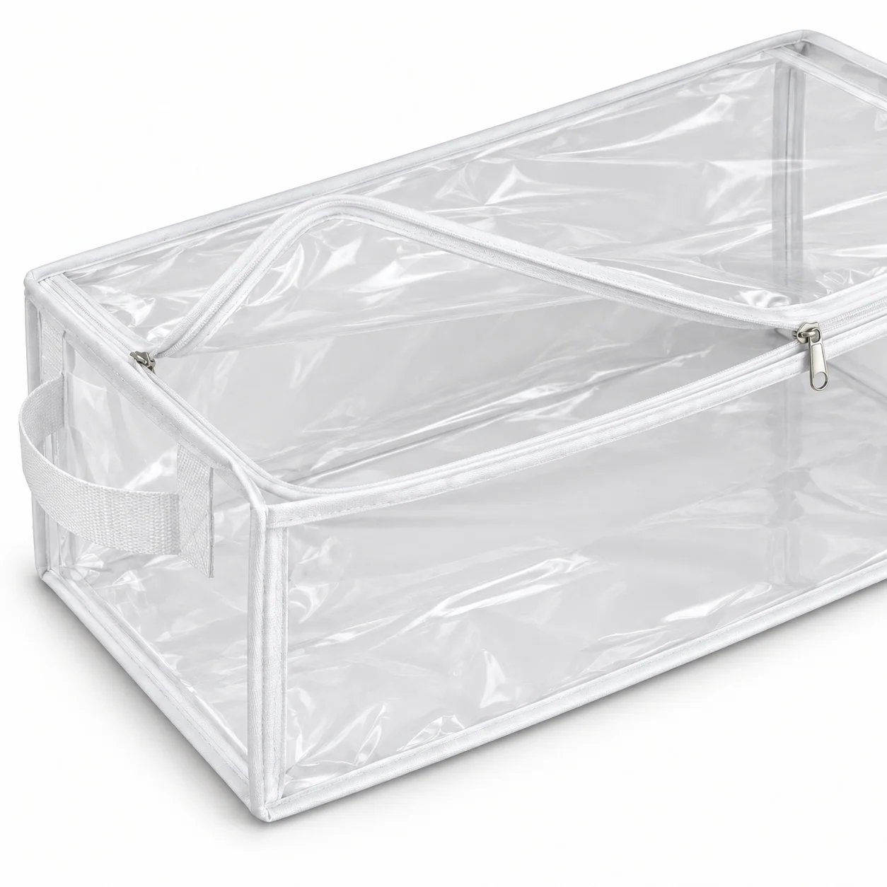 Clear White-Trim Bedding Storage Bag, Long