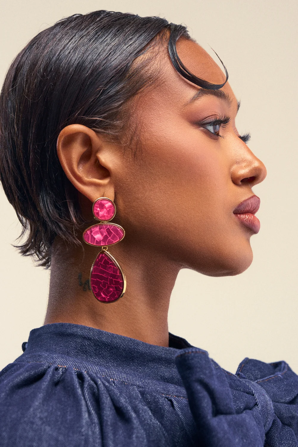 TRIPLE DROP EARRINGS IN PINK - Akira Store