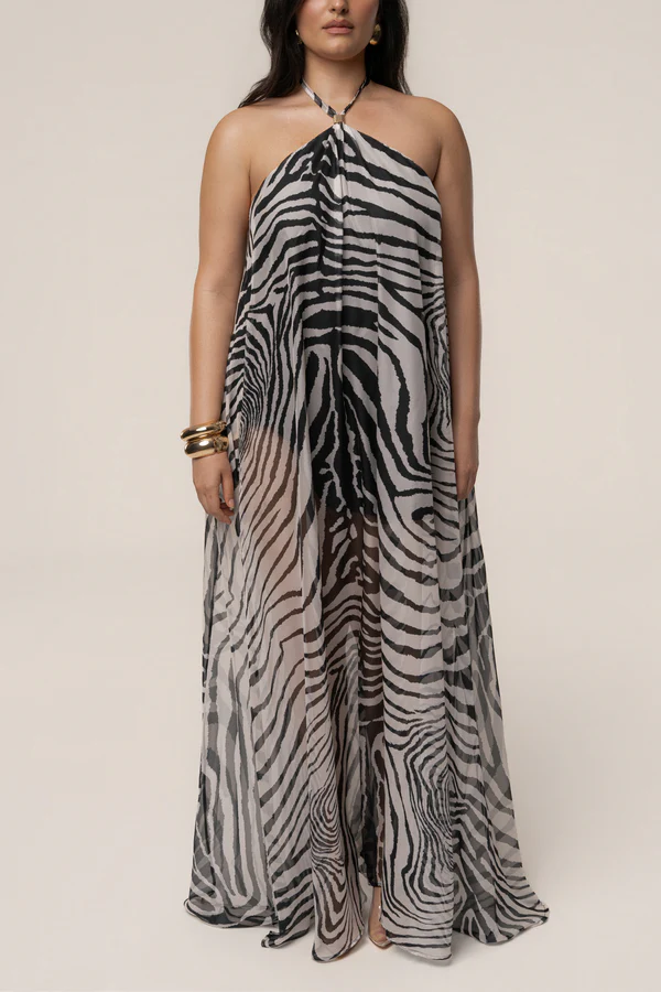 PRE-ORDER Zebra Print Jolene Halter Dress