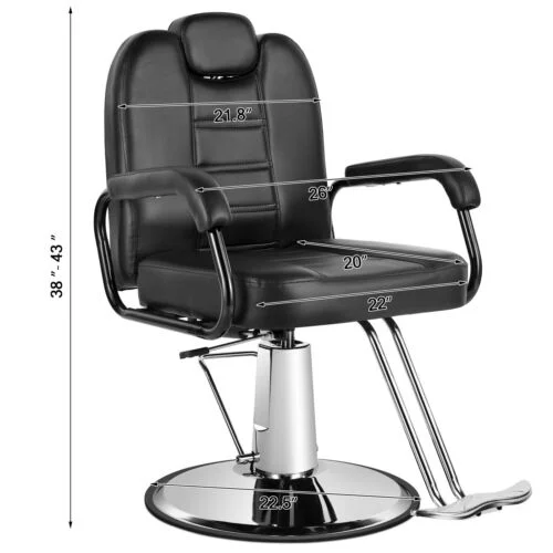 Artist hand Black 360°Barber Chair Heavy Duty Hydraulic Reclining Salon Shampoo Beauty Hair Styling Equipment - MadeInUSA
