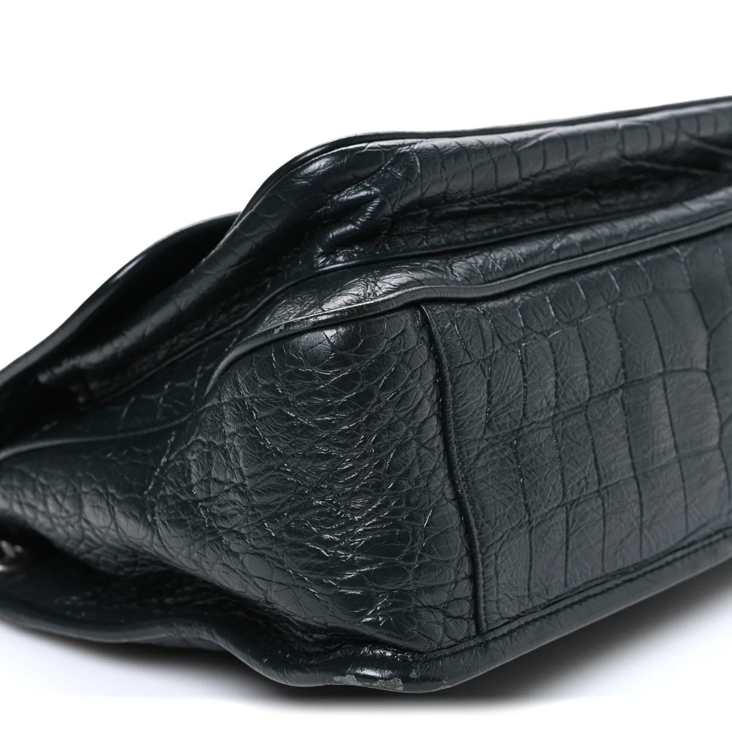 Crocodile Embossed Calfskin Monogram Medium Niki Chain Satchel Algea