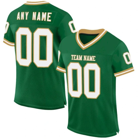 Custom Kelly Green White-Old Gold Mesh Throwback Jersey