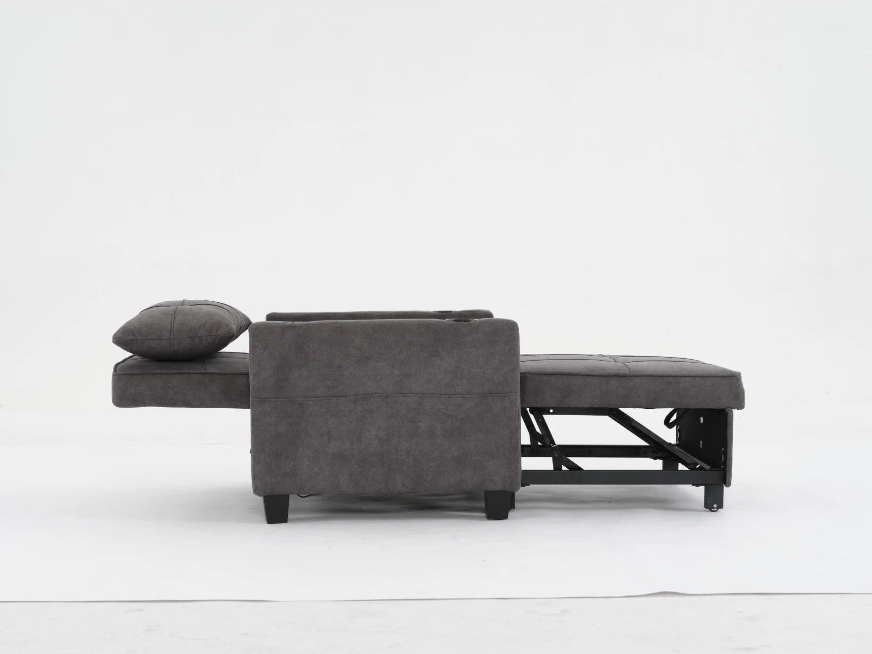Convertible Futon Sofa Bed, 3 in 1 Multi Functional Sleeper Chair Bed with USB Ports, Adjustable Backrest Recliner,for Living Room Bedroom Small Space, Tech Cloth, Dark Grey(Tech cloth/Dark Grey) Image 6