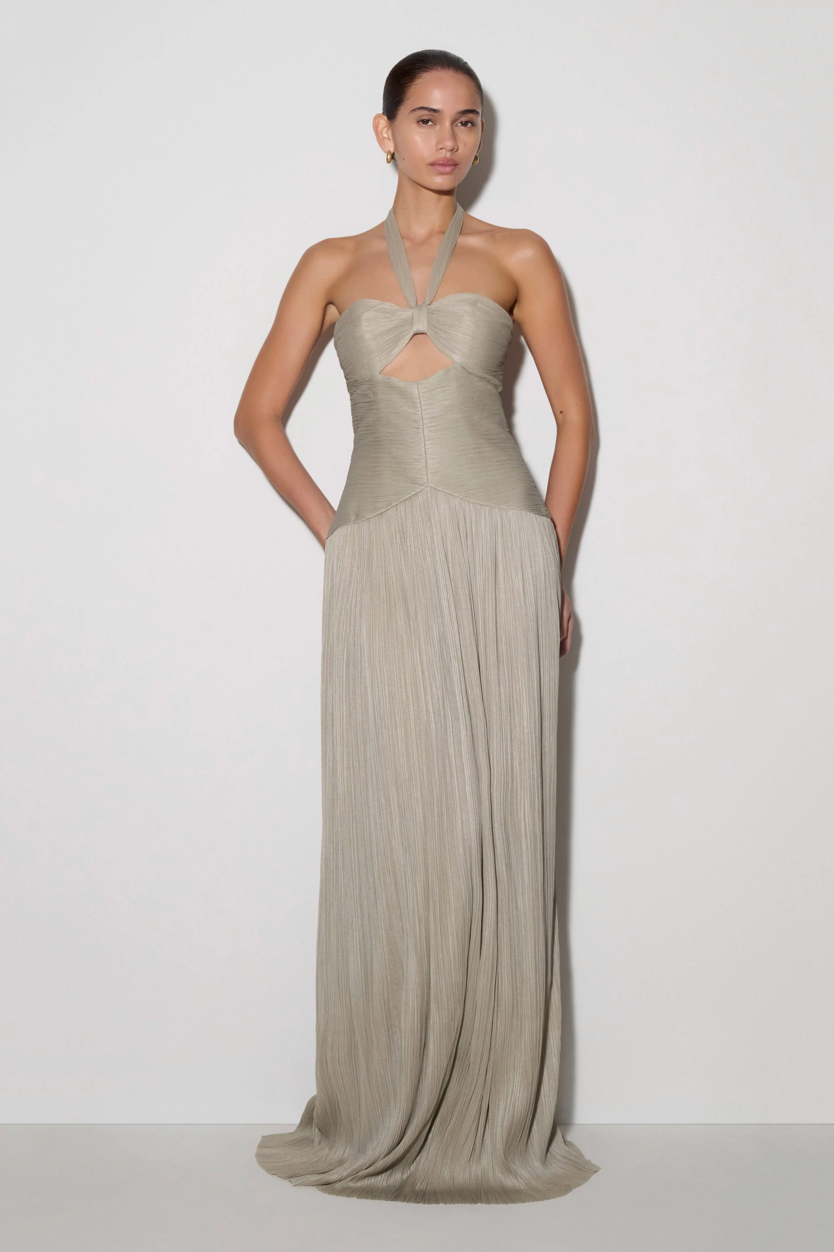 Juliette Pleated Chiffon Maxi Dress - Silver