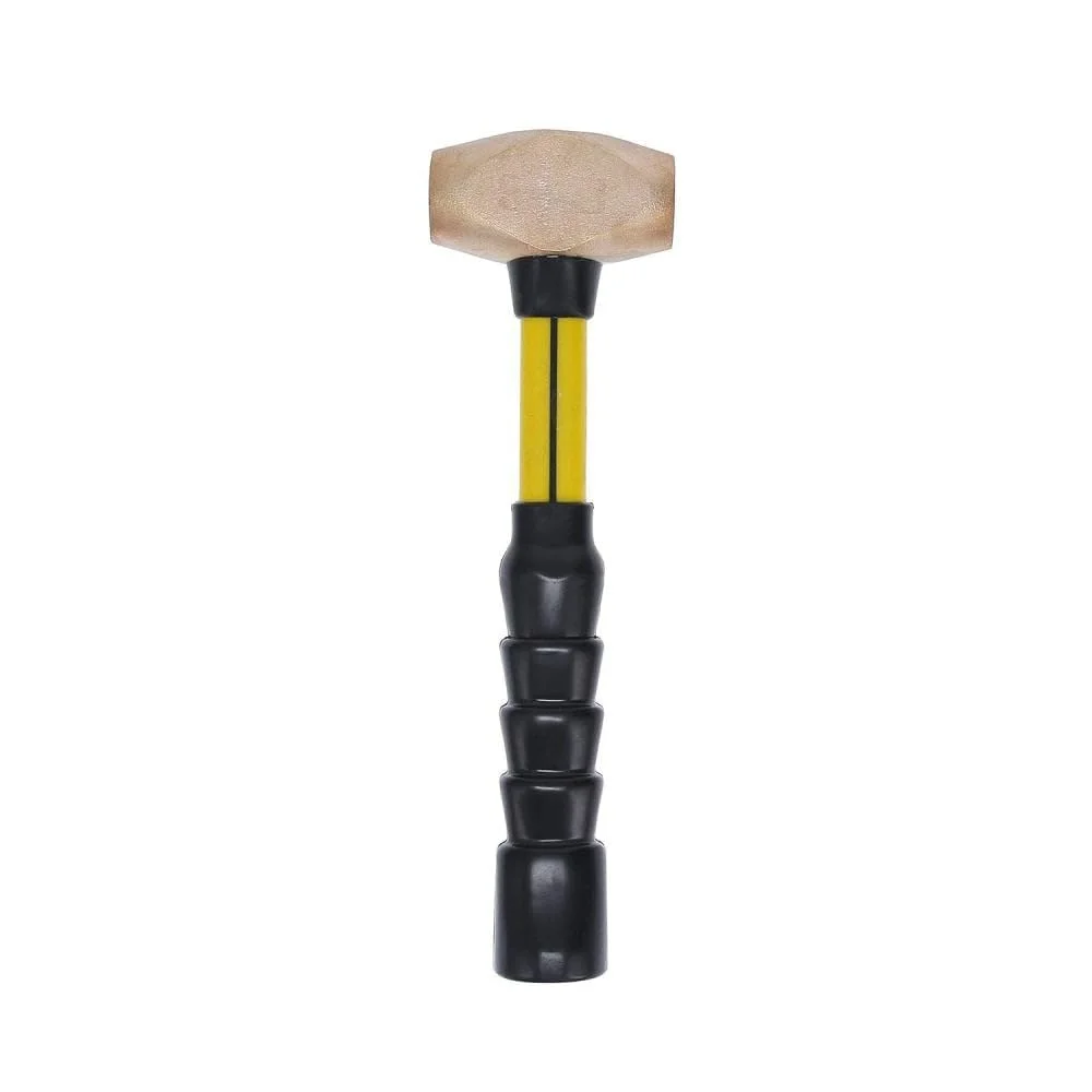 Nupla 4 lb. Non - Sparking Brass Hammer with 12 in Fiberglass Handle and SG Grip - Perfect for Mechanics, Contractors, and Trade Professionals, Yellow, 75.30 - 040E CA2