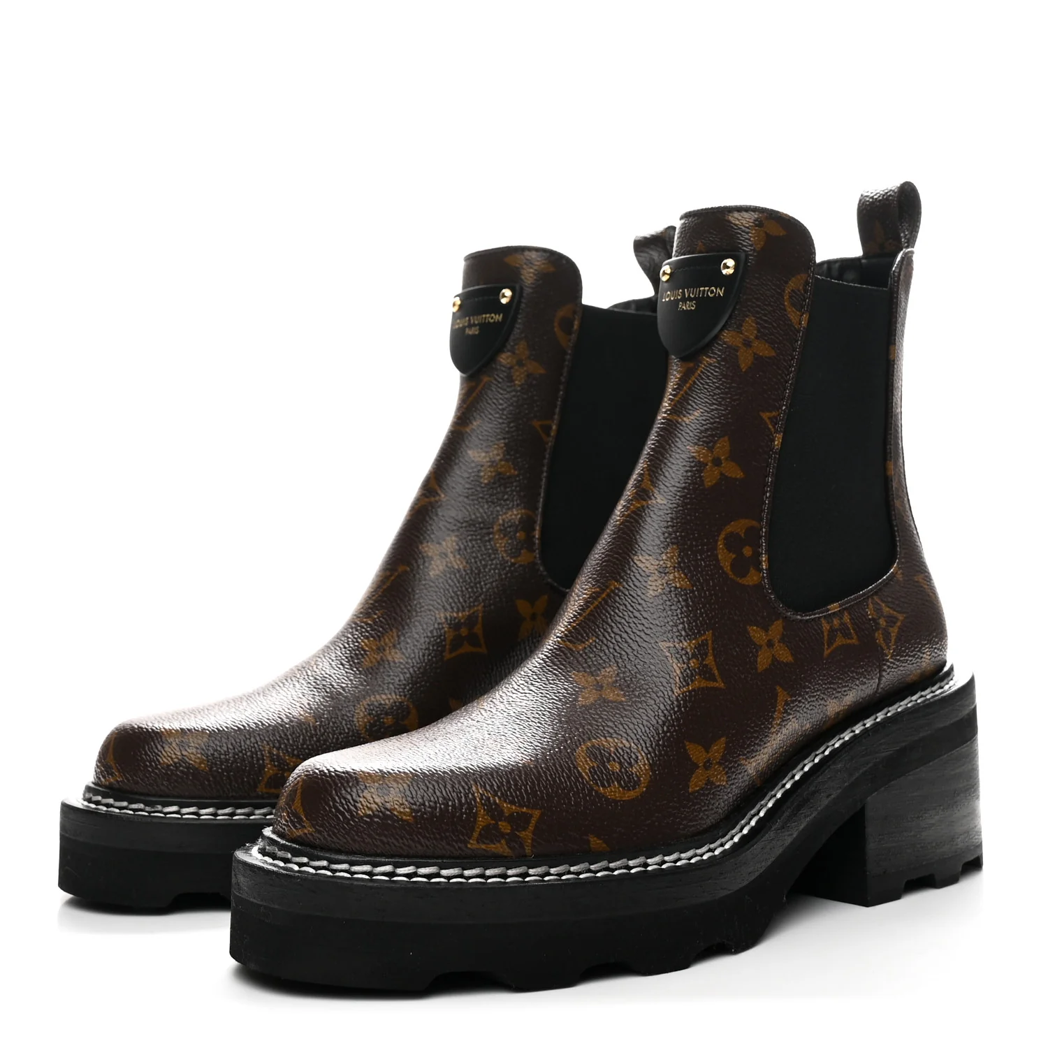 Patent Monogram LV Beaubourg Ankle Boots 37 Black
