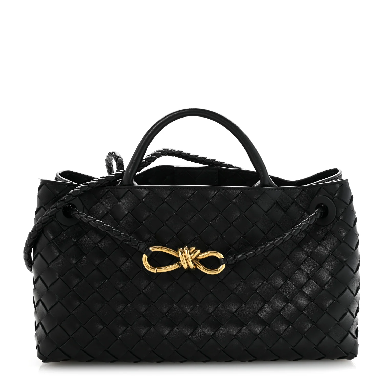 Nappa Intrecciato Small East West Andiamo Shoulder Bag Black