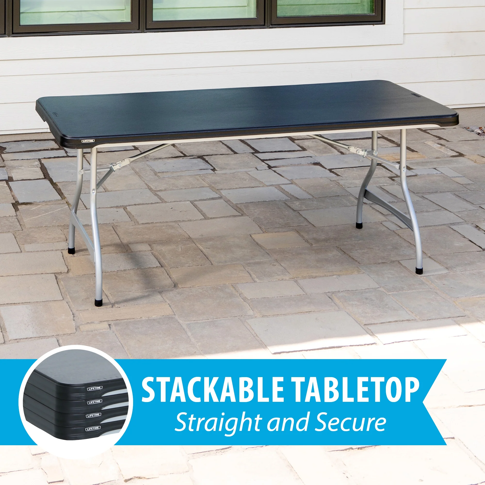 6 ft. Nesting Rectangle Folding Tables, Indoor/Outdoor, Black, 4 Pack (480350) - Image 4