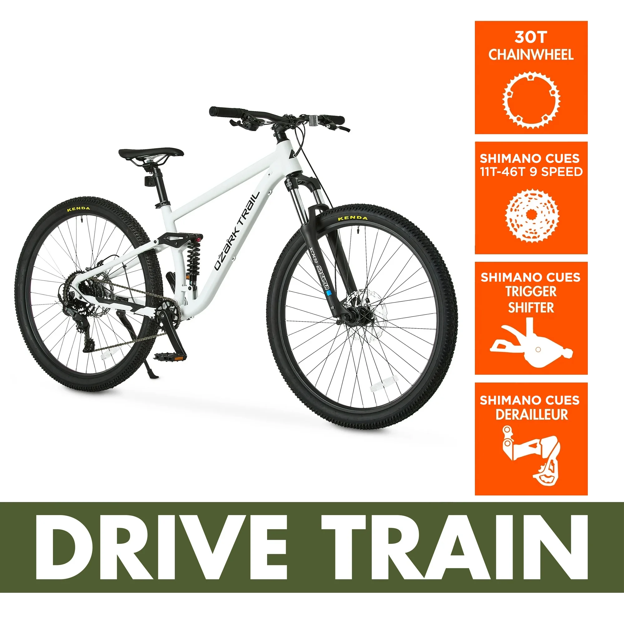 FS.2 Slalom Full Suspension Mountain Bike, 29" Wheels, Small Frame, Fits Riders 5'1" 5'5", Off-White, Adult - Image 8