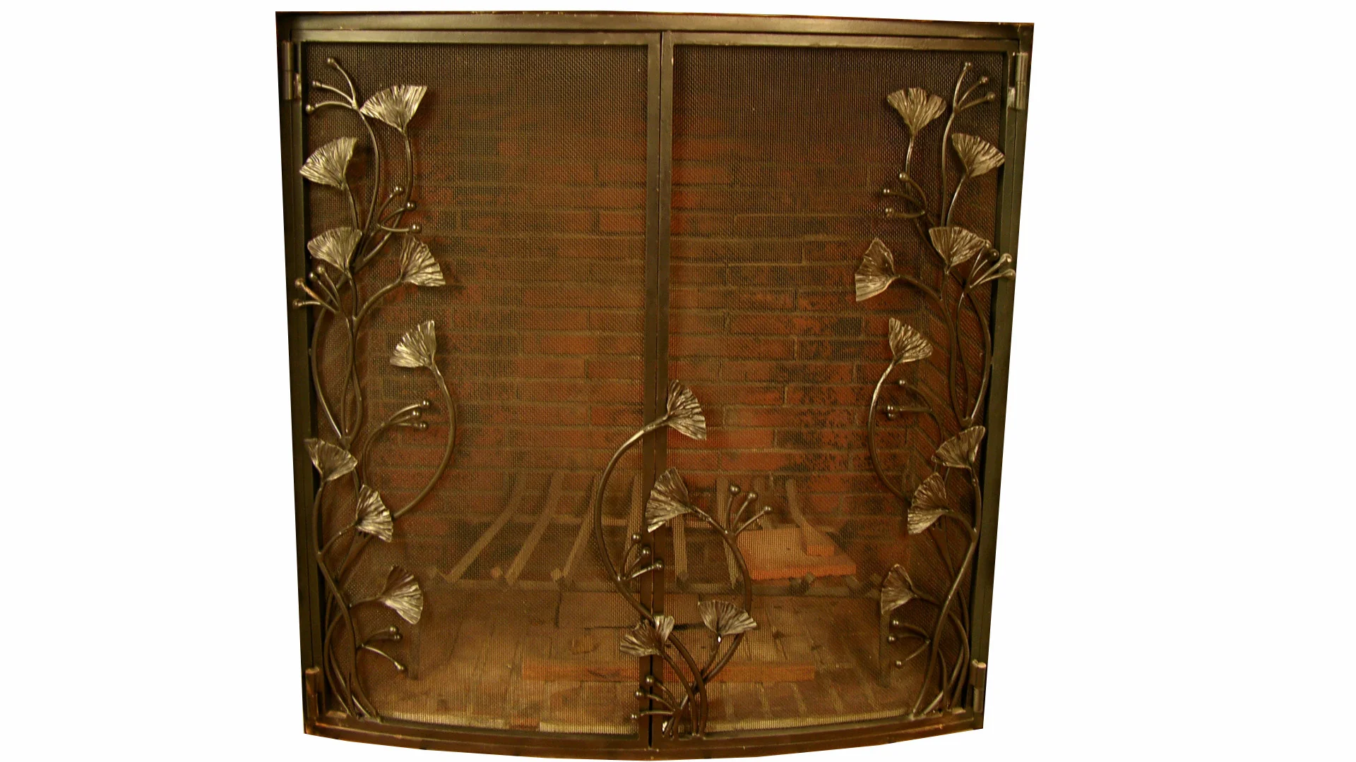 Gingko Leaf Fireplace Screen Door - TA Screen Specialist, Inc.