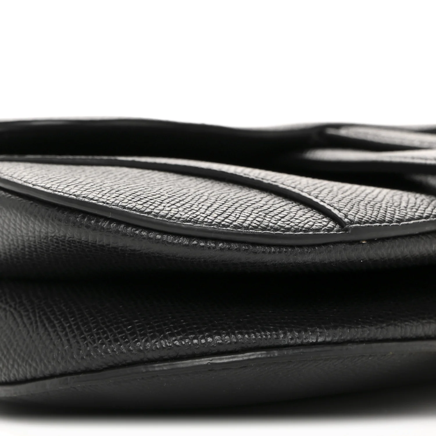 Grained Calfskin Mini Saddle Bag With Strap Black