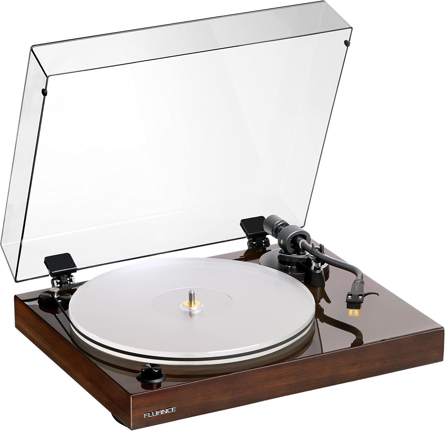 Fluance RT85N Reference High Fidelity Vinyl Turntable Record Player with Nagaoka MP-110 Cartridge  Acrylic Platter  Speed Control Motor  High Mass MDF Wood Plinth  Vibration Isolation Feet - Walnut