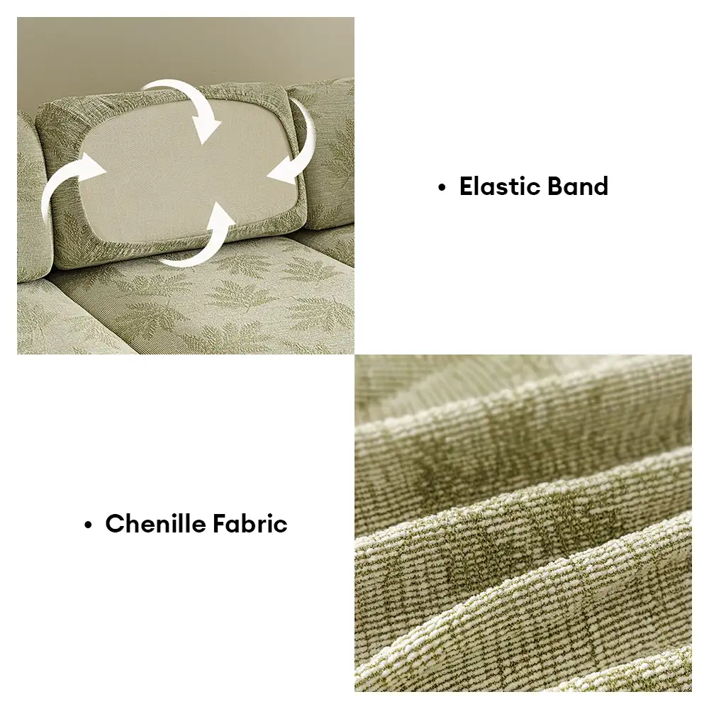 Elastic Chenille All-Season Anti-Scratch Full-Coverage Stretch Sectional Couch Cover
