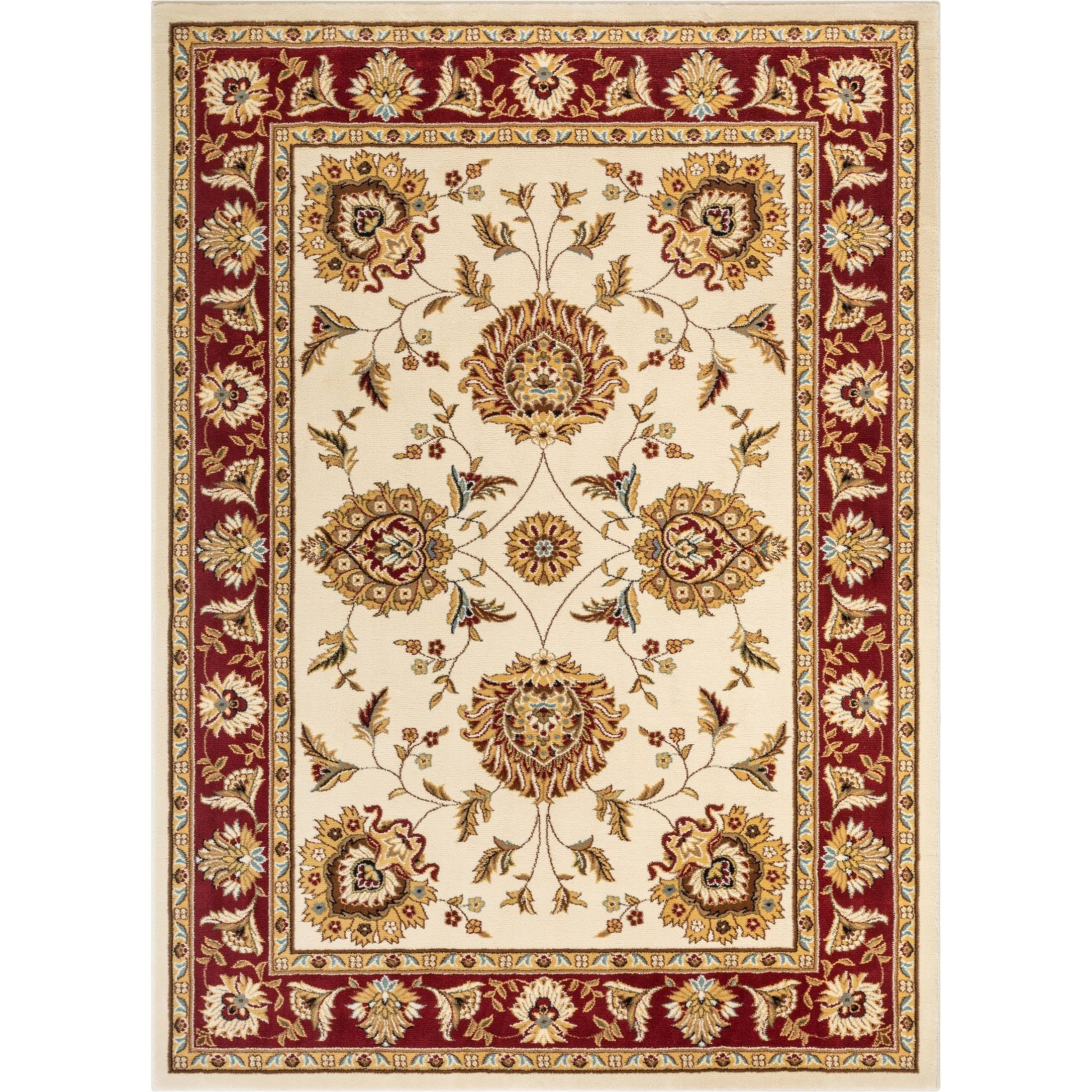 Well Woven Vanguard Oriental Border Formal Traditional Area Rug Ivory 3'11 x 5'3 Red, Ivory, Beige