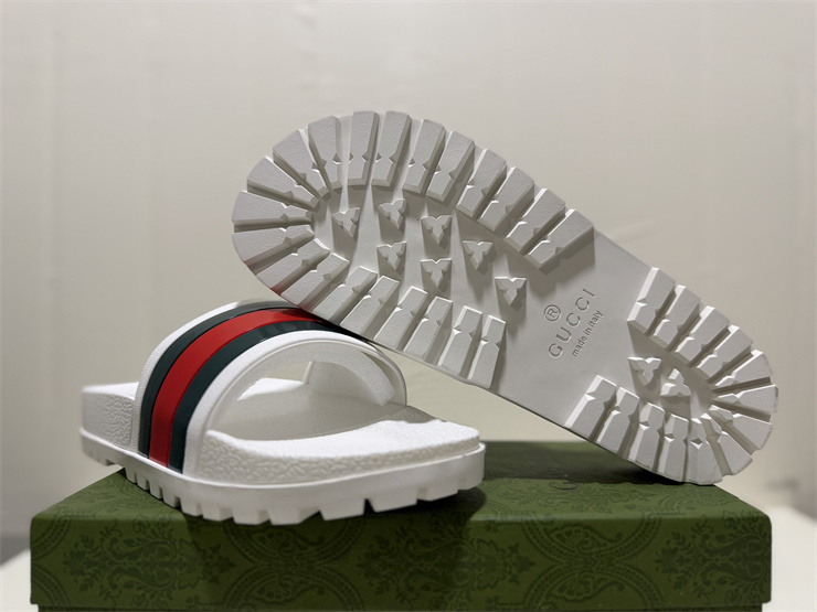 GUCCI Web Striped Strappy Slip-on Sandals