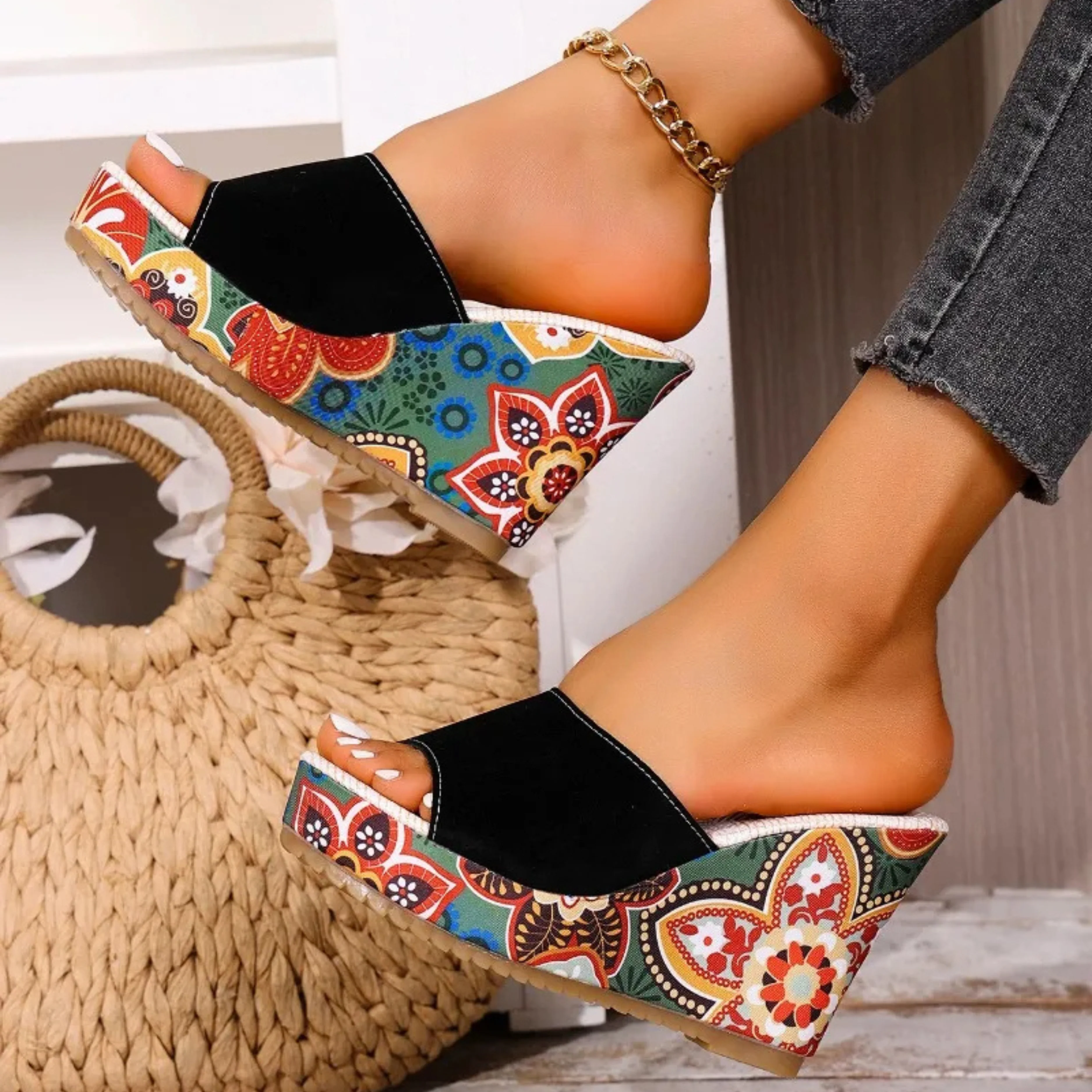 Joelle | Mules Sculpturales À Talon Fleuri