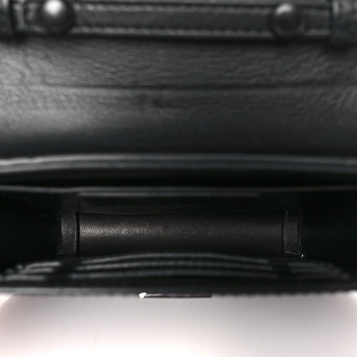Calfskin Bow Cut Chain Wallet Black