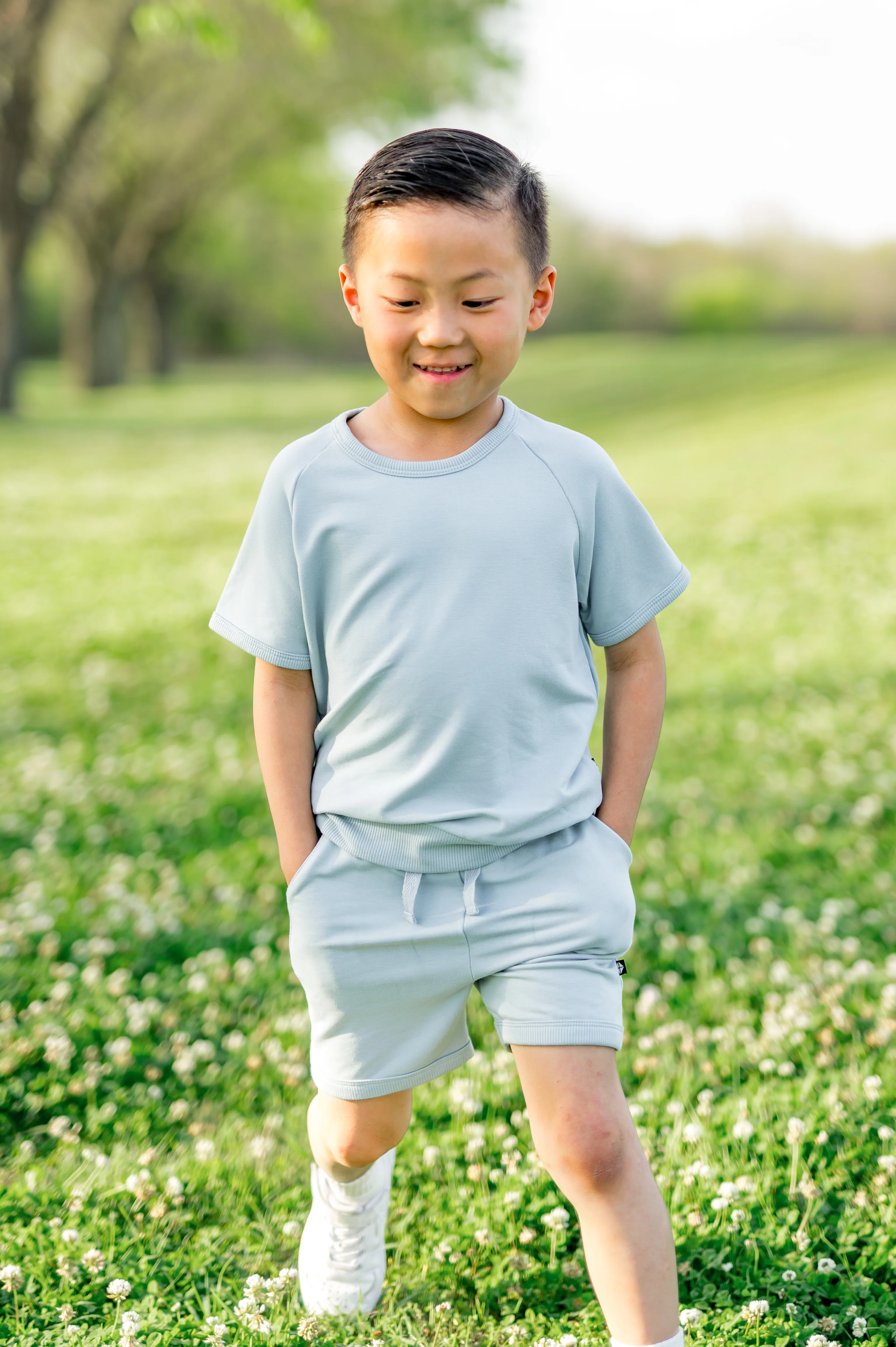 Short Sleeve Jogger Set in Fog