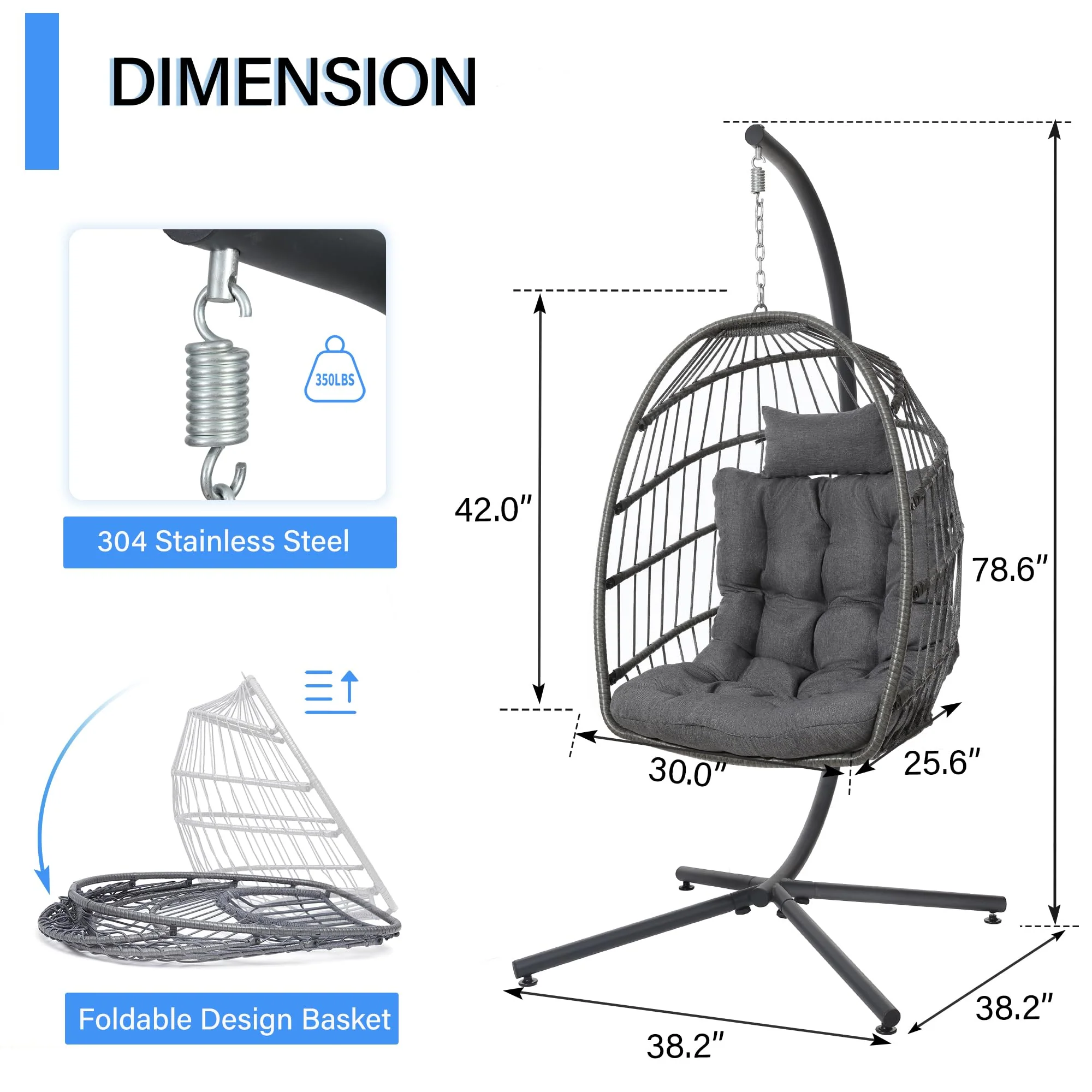 LEYCAY Egg Chair with Stand. Hanging Egg Swing Hammock Chair
