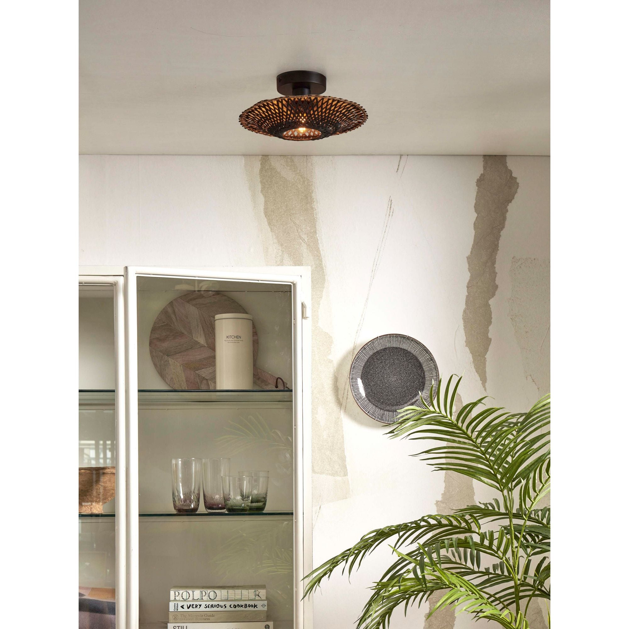 GOOD&MOJO Kalimantan Plafondlamp - Ø30cm - Zwart / Bamboe